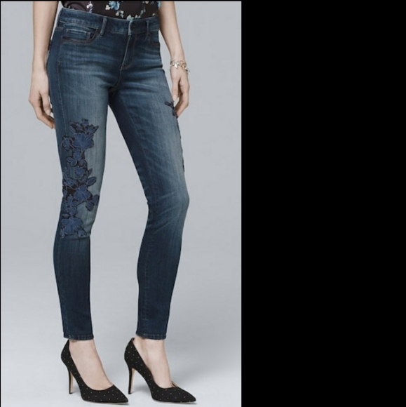 Gently Worn! WHBM Floral Skinny Ankle Sz 4 - Picture 2 of 6